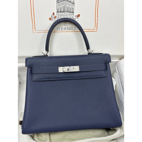Kelly28cm 73/宝石蓝/Blue Saphir  ブルーサフィール フランス輸入素材 Togo トゴシルバー金具