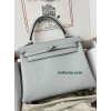 Kelly25cm 7R/雾霾蓝/Azur アズール フランス輸入素材 スイフト swift シルバー金具