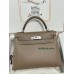 Kelly28cm 18/大象灰/Étoupe Grey (Étoupe) フランス輸入素材 ヴォーエプソン Epsom シルバー金具