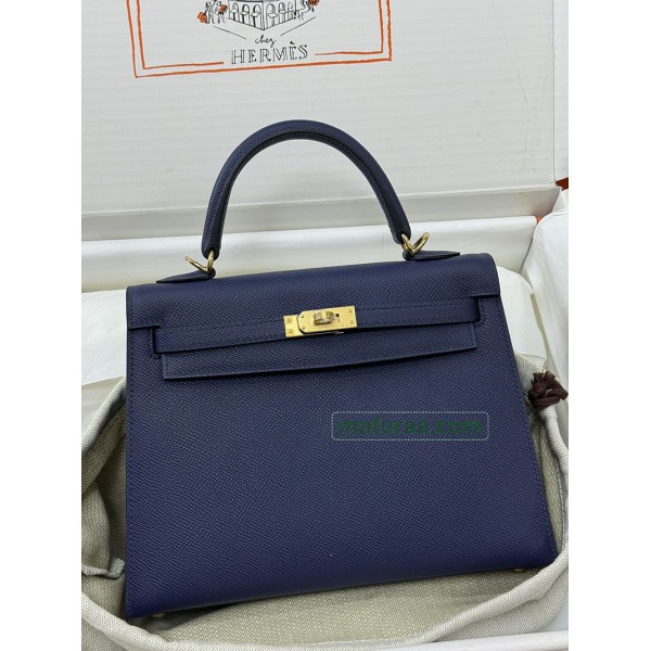 Kelly25cm 73/宝石蓝/Blue Saphir  ブルーサフィール フランス輸入素材 ヴォーエプソン Epsom ゴールド金具