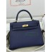 Kelly25cm 73/宝石蓝/Blue Saphir ブルーサフィール フランス輸入素材 ヴォーエプソン Epsom ゴールド金具