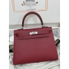 Kelly25cm K1/石榴红/Rouge Grenat  ルージュグレナ フランス輸入素材 ヴォーエプソン Epsom シルバー金具