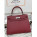 Kelly25cm K1/石榴红/Rouge Grenat ルージュグレナ フランス輸入素材 ヴォーエプソン Epsom シルバー金具