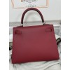Kelly25cm K1/石榴红/Rouge Grenat  ルージュグレナ フランス輸入素材 ヴォーエプソン Epsom シルバー金具