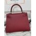Kelly25cm K1/石榴红/Rouge Grenat ルージュグレナ フランス輸入素材 ヴォーエプソン Epsom シルバー金具