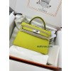 mini Kelly 9R/青柠色（柠檬黄）/Lime  ライム フランス輸入素材 シェブルミゾル Chevre シルバー金具