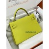 mini Kelly 9R/青柠色（柠檬黄）/Lime  ライム フランス輸入素材 シェブルミゾル Chevre シルバー金具