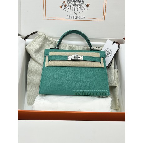 mini Kelly U1/维罗纳绿/Vert Verone ヴェールヴェローヌフランス輸入素材 シェブルミゾル Chevre