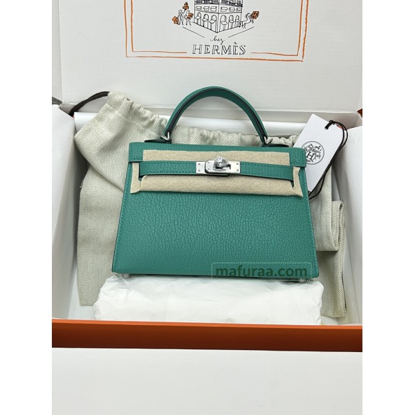 mini Kelly U1/维罗纳绿/Vert Verone ヴェールヴェローヌフランス輸入素材 シェブルミゾル Chevre