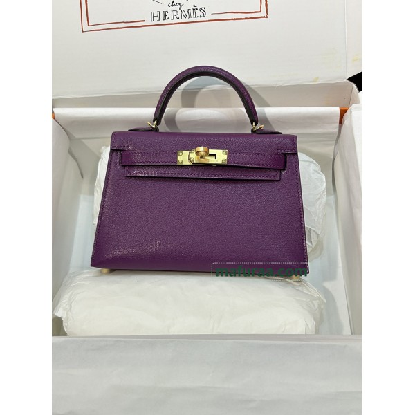mini Kelly P9/海葵紫/Anemone   アネモネフランス輸入素材 シェブルミゾル Chevre