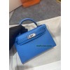 mini Kelly 0F/弗里达蓝/Blue Frida  ブルーフリーダフランス輸入素材 シェブルミゾル Chevre