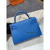 mini Kelly 0F/弗里达蓝/Blue Frida  ブルーフリーダフランス輸入素材 シェブルミゾル Chevre