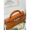 mini Kelly 93/爱马仕橙/橙色/Orange オレンジフランス輸入素材 シェブルミゾル Chevre シルバー金具