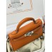 mini Kelly 93/爱马仕橙/橙色/Orange オレンジフランス輸入素材 シェブルミゾル Chevre シルバー金具