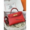 mini Kelly S3//Rouge Cœur  ルージュクーフランス輸入素材 シェブルミゾル Chevre ゴールド金具