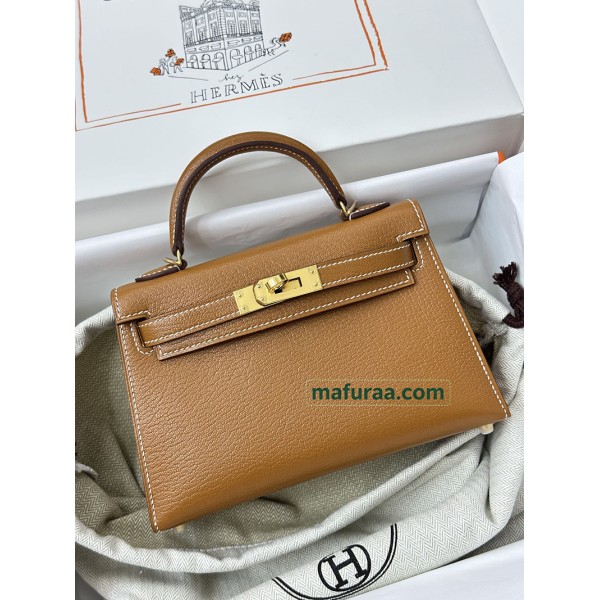 mini Kelly 37 /Gold   ゴールドフランス輸入素材 シェブルミゾル Chevre ゴールド金具