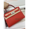 mini Kelly 9T/金莲花色/Capucine   カプシーヌフランス輸入素材 シェブルミゾル Chevre シルバー金具