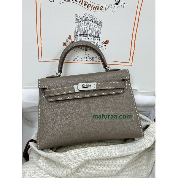 mini Kelly 18/大象灰/Étoupe Grey (Étoupe)  エトゥープフランス輸入素材 シェブルミゾル Chevre