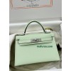 mini Kelly 0S气泡绿 vertdeau ヴェールフィズ  Hermes Vert fizz epsom フランス輸入素材 ヴォーエプソン シルバー金具