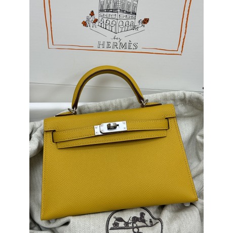 mini Kelly  9D/琥珀黄/Jaune Ambre  ジョーヌアンブル フランス輸入素材 ヴォーエプソン Epsom シルバー金具