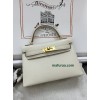 mini Kelly 10/奶昔白/Craie  クレ フランス輸入素材 ヴォーエプソン Epsom ゴールド金具