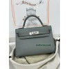 mini Kelly  63/杏仁绿（杏绿）/Vert Amande  ヴェールアマンド フランス輸入素材 ヴォーエプソン Epsom シルバー金具