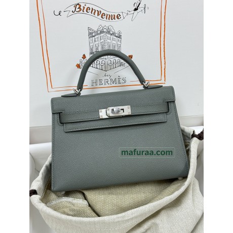 mini Kelly  63/杏仁绿（杏绿）/Vert Amande  ヴェールアマンド フランス輸入素材 ヴォーエプソン Epsom シルバー金具