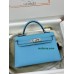 mini Kelly P3/北方蓝/Blue du Nord  ブルーノール フランス輸入素材 ヴォーエプソン Epsom シルバー金具
