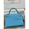 mini Kelly P3/北方蓝/Blue du Nord  ブルーノール フランス輸入素材 ヴォーエプソン Epsom シルバー金具
