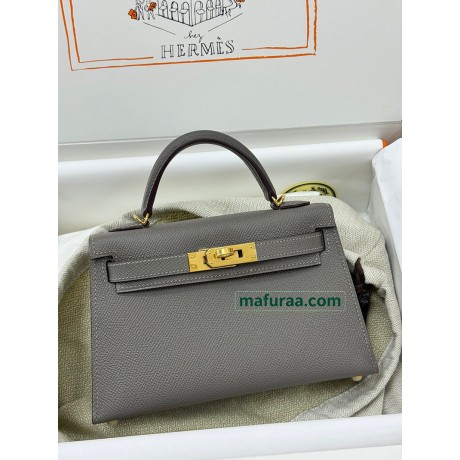 mini Kelly  0L/ Gris Meyer 积雨云灰  グリメイヤー フランス輸入素材 ヴォーエプソン Epsom ゴールド金具