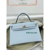 mini Kelly 7R/雾霾蓝/Azur アズール フランス輸入素材 ヴォーエプソン Epsom シルバー金具