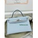 mini Kelly 7R/雾霾蓝/Azur アズール フランス輸入素材 ヴォーエプソン Epsom シルバー金具