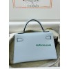 mini Kelly 7R/雾霾蓝/Azur アズール フランス輸入素材 ヴォーエプソン Epsom シルバー金具