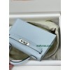 mini Kelly 7R/雾霾蓝/Azur アズール フランス輸入素材 ヴォーエプソン Epsom シルバー金具