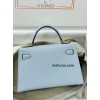 mini Kelly 7R/雾霾蓝/Azur アズール フランス輸入素材 ヴォーエプソン Epsom ゴールド金具
