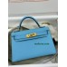 mini Kelly P3/北方蓝/Blue du Nord  ブルーノール フランス輸入素材 ヴォーエプソン Epsom ゴールド金具