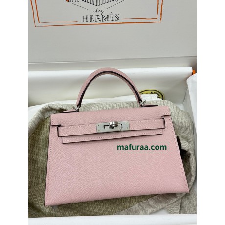 mini Kelly 3Q/新樱花粉/Rose Sakura   ローズサクラ フランス輸入素材 ヴォーエプソン Epsom シルバー金具