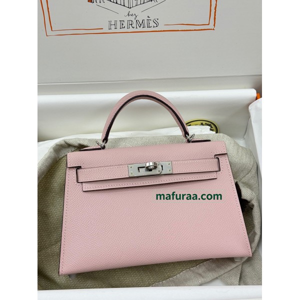 mini Kelly 3Q/新樱花粉/Rose Sakura   ローズサクラ フランス輸入素材 ヴォーエプソン Epsom シルバー金具