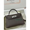 mini Kelly 46/乌木色/Ebene  エベーヌ フランス輸入素材 ヴォーエプソン Epsom シルバー金具