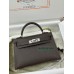 mini Kelly 46/乌木色/Ebene  エベーヌ フランス輸入素材 ヴォーエプソン Epsom シルバー金具