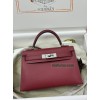 mini Kelly K1/石榴红/Rouge Grenat  ルージュグレナ フランス輸入素材 ヴォーエプソン Epsom シルバー金具