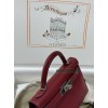 mini Kelly K1/石榴红/Rouge Grenat  ルージュグレナ フランス輸入素材 ヴォーエプソン Epsom シルバー金具