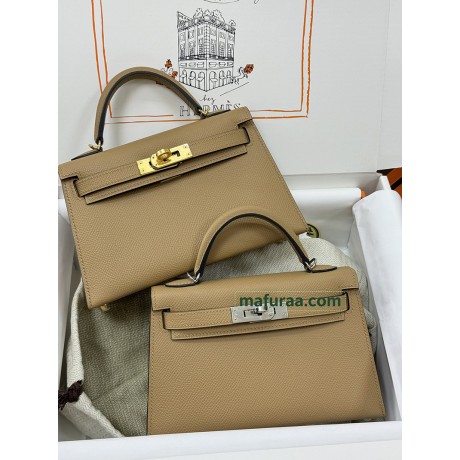 mini Kelly  0M/Chai （奶茶色）玛萨拉茶色 チャイ フランス輸入素材 ヴォーエプソン Epsom シルバー金具