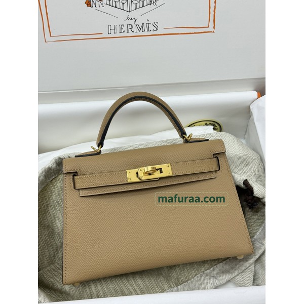 mini Kelly  0M/Chai （奶茶色）玛萨拉茶色 チャイ フランス輸入素材 ヴォーエプソン Epsom ゴールド金具