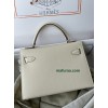 mini Kelly  10/奶昔白/Craie クレ フランス輸入素材 ヴォーエプソン Epsom シルバー金具