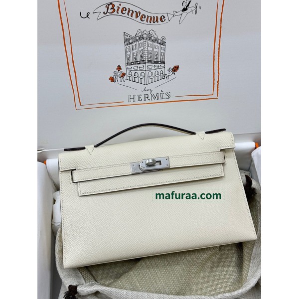 Kelly Pochette ポシェットケリー I2/奶油白/Nata  ナタ フランス輸入素材 ヴォーエプソン Epsom ゴールド金具