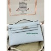 Kelly Pochette ポシェットケリー 7R/雾霾蓝/Azur アズール フランス輸入素材 ヴォーエプソン Epsom シルバー金具