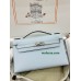 Kelly Pochette ポシェットケリー 7R/雾霾蓝/Azur アズール フランス輸入素材 ヴォーエプソン Epsom シルバー金具