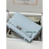 Kelly Pochette ポシェットケリー 7R/雾霾蓝/Azur アズール フランス輸入素材 ヴォーエプソン Epsom シルバー金具
