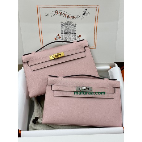 Kelly Pochette ポシェットケリー3Q/新樱花粉/Rose Sakura  ローズサクラ フランス輸入素材 ヴォーエプソン Epsom シルバー金具